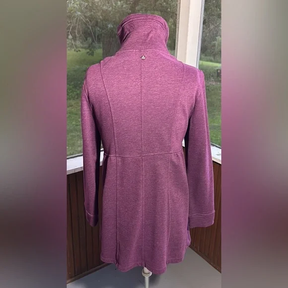 PRANA Mila Purple Full-Zip Sweatshirt Jacket Tunic Length Pockets Funnel Neck XL - Picture 2 of 16